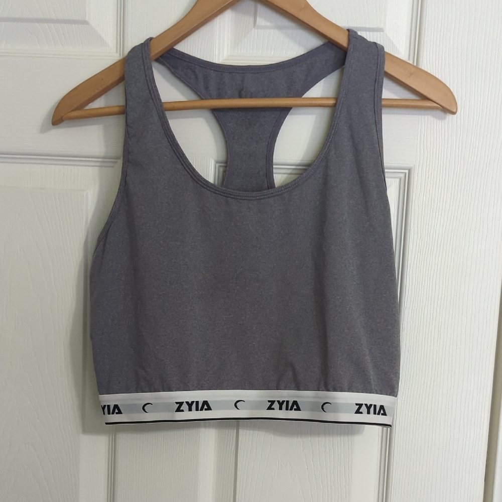 ZYIA Charcoal Sports Bra with Logo Band